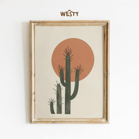 Luvia Boho Cactus Poster, Minimal Desert Wall Art with Warm Earthy Tones for Home Decor, 24x36 UNFRAMED
