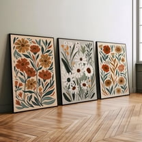 Luvia Boho Wildflower Set Of 3 Prints Poster Or Wall Art, Colorful Floral Art Print Botanical Flowers,Llustration Minimalist Home Decor, Modern Wall Decor Set 3 Prints 8x12 UNFRAMED