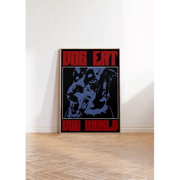 Luvia Bold Dog Grunge Poster, Dog Eat Dog World Retro Contemporary Graphic Design Living Room Wall Art, 16x24 UNFRAMED