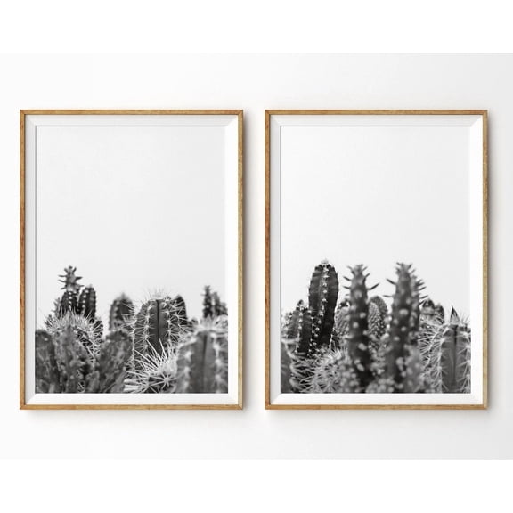Luvia Cactus Set Of 2 Prints Black And White Boho Decor Desert Botanical Cactus Prints Desert Cactus Print, Modern Wall Decor Set 2 Prints 12x18 UNFRAMED