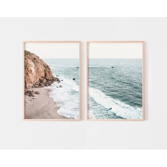 Luvia California Beach Prints Set Of 2, Coastal Ocean Photography, California Summer Diptych Art, Modern Wall Decor Set 2 Prints 16x24 UNFRAMED