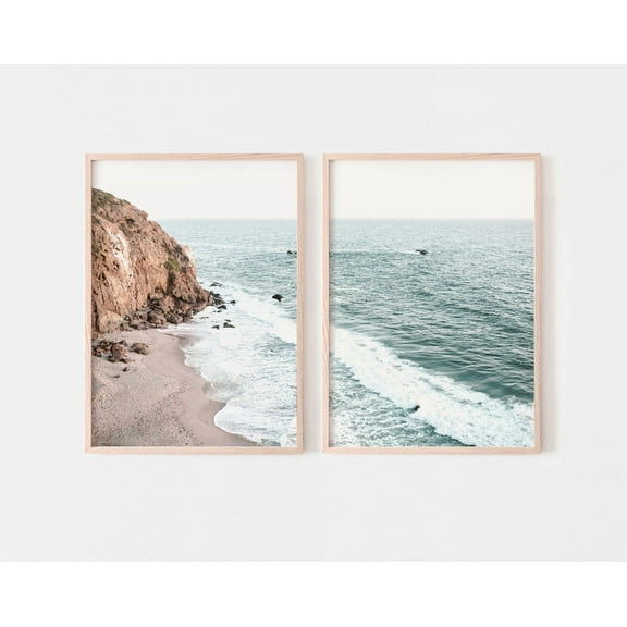 Luvia California Beach Prints Set Of 2, Coastal Ocean Photography, California Summer Diptych Art, Modern Wall Decor Set 2 Prints 20x30 UNFRAMED