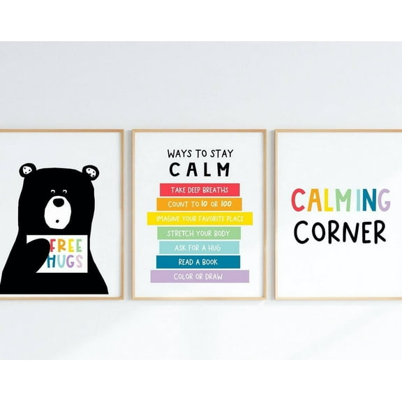 Luvia Calming Corner, Calm Down Zone, Educational Posters, Emotions Nursery Art, Classroom Decor, Montessori, Homeschool Prints, Modern Wall Decor Set 3 Prints 12x18 UNFRAMED