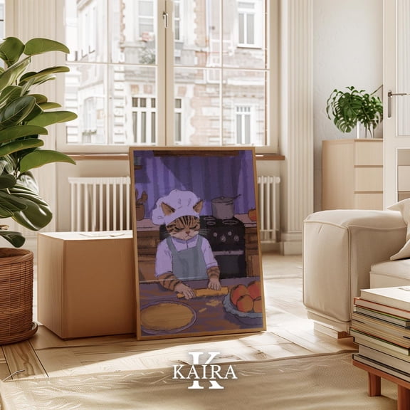 Luvia Chef Cat Poster, Whimsical Cooking Wall Art for Cozy Kitchen Decor, 8x12 UNFRAMED