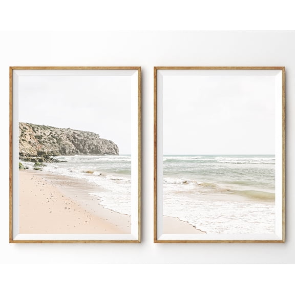 Luvia Coastal Set Of 2 Boho Beach Set Muted Neutral California Style Above Bed Art Poster, Modern Wall Decor Set 2 Prints 20x30 UNFRAMED