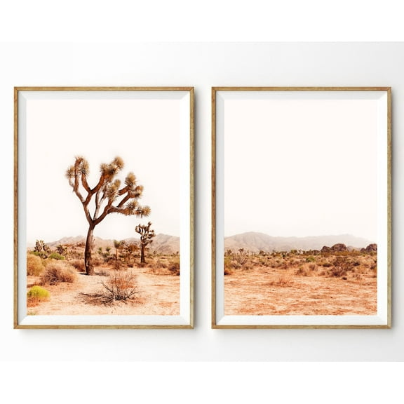 Luvia Desert Set Of 2 Prints Joshua Tree 2 Piece Set Boho Decor Desert Art Southwestern Decor, Modern Wall Decor Set 2 Prints 16x24 UNFRAMED