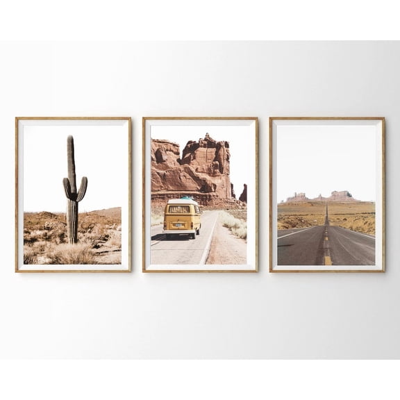 Luvia Desert Southwestern Decor Set Of 3 Prints Desert Boho Travel Poster Boho Dorm Room Decor Western Themed, Modern Wall Decor Set 3 Prints 8x12 UNFRAMED