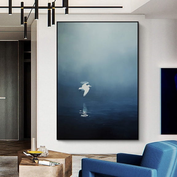 Luvia Emerald Blue Birds · Emerald Blue Wall Art · Abstract Art · Minimalist Wall Art · Maximalist Decor · Dark Blue Wall Art, 16x24 UNFRAMED