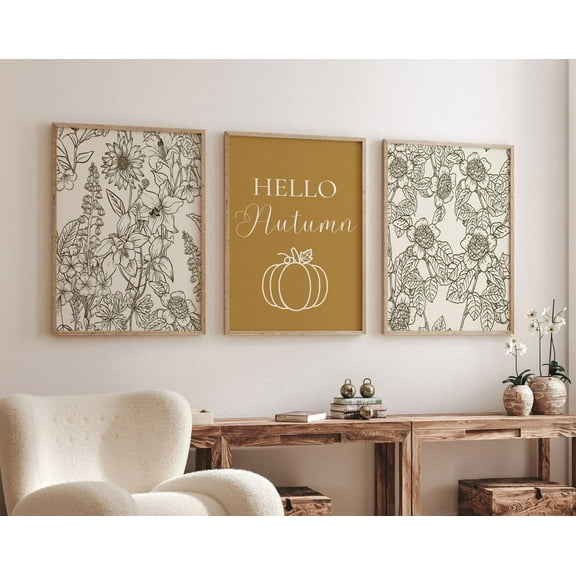 Luvia Fall Wall Set Of 3, Fall Leaves Fall Art, Fall, Fall Decor, Autumn Print, Fall Art, Rustic Fall Art, Modern Wall Decor Set 3 Prints 16x24 UNFRAMED