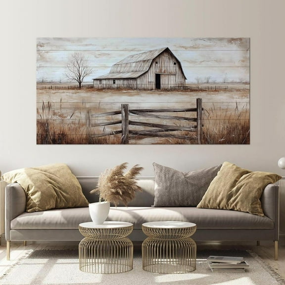 Luvia Farmhouse Wall Decor Old Barn Canvas Print Rustic Wall Decor Wood Background Vintage Old Barn Canvas Farmhouse Canvas, 8x10 UNFRAMED