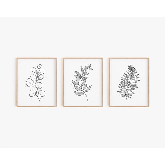 Luvia Fern Leaves Set - Set Of 3, Botanical Poster Set, Black And White Leaf, Greenery, Scandinavian Art Decor, Modern Wall Decor Set 3 Prints 20x30 UNFRAMED