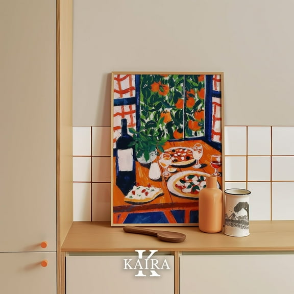 Luvia French Dinner Table Poster Wall Art Print Charming Kitchen Cuisine Illustration for Dining Room Decor, 8x12 UNFRAMED