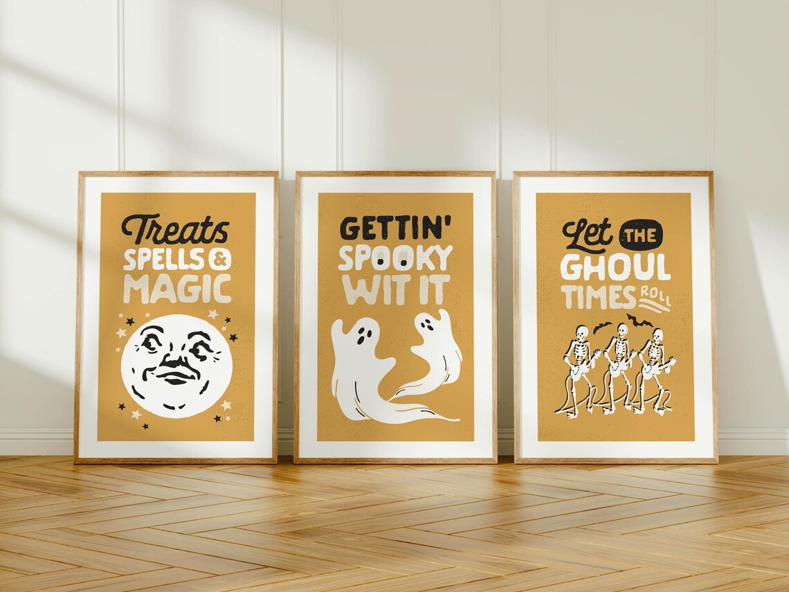 Luvia Fun Prints Retro Art Poster Set of 3 Home Decor October Kitchen ...