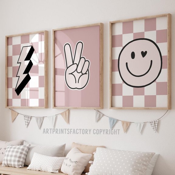 Luvia Girl Room Decor Gallery Wall Set Of 3, Girl Playroom Postern Girl, Pink Girl Nursery, Girls Rule Prints, Modern Wall Decor Set 3 Prints 12x18 UNFRAMED