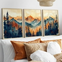 Luvia Golden Hour Mountains And Forest Set Of 3 Poster, Northern Cascade Range Landscape Art, Modern Wall Decor Set 3 Prints 8x12 UNFRAMED