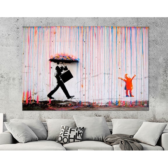 Luvia Graffiti Canvas Print Coloured Rain Print Street Art Abstract Graffiti Rainbow Rain Graffiti Wall Decor Graffiti Canvas Modern Art Print Canvas, 8x10 UNFRAMED