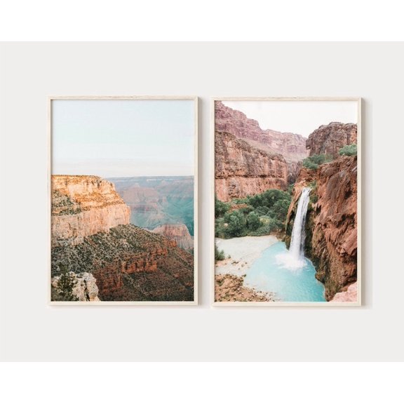 Luvia Grand Canyon Set Of 2, National Park Photography, Waterfall Print, Boho Desert Posters, Modern Wall Decor Set 2 Prints 8x12 UNFRAMED