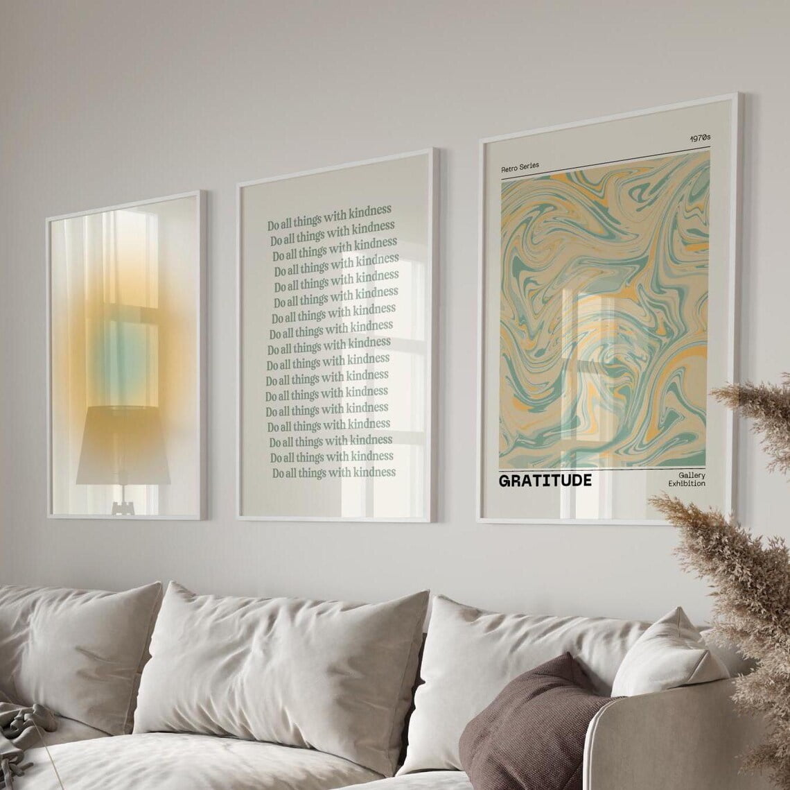 Luvia Gratitude Poster Sage Green Retro Art Posters 70S Gradient Aura ...