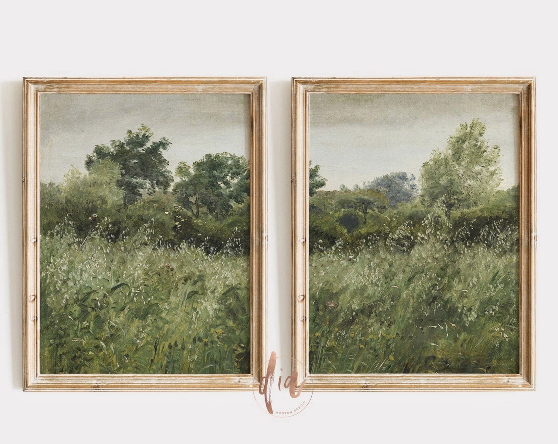 Luvia Green Meadow Set Of 2, Vintage Country Landscape Poster, Green ...