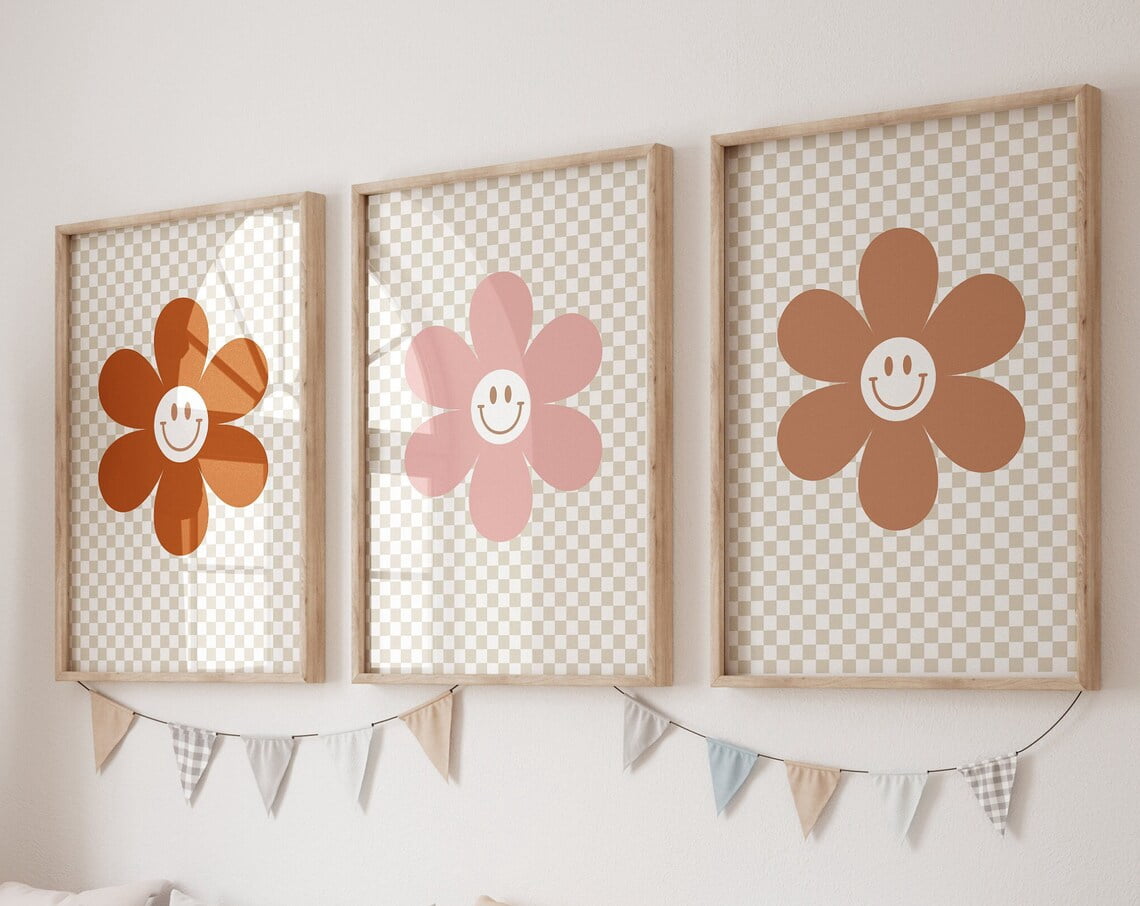 Luvia Happy Flower Nursery Set Of 3, Daisy, Girls Boho Baby Girl ...