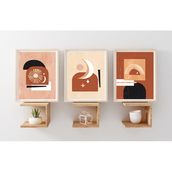 Luvia Home Decor, Set Of 3 Abstract Print, Geometric Art, Goauche Poster, Scandinavian Print, Set Of, Modern Wall Decor Set 3 Prints 12x18 UNFRAMED