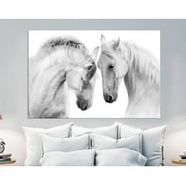 Luvia Horse Canvas Print White Horses Wall Art Horse Couple Wall Decor Animal Art Horse Print Horse Canvas Art Living Room Decor Wall Art Canvas, 8x10 UNFRAMED