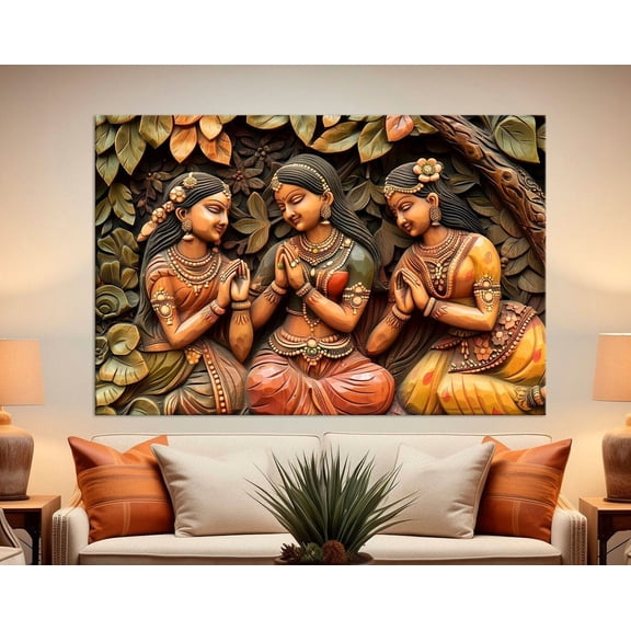 Luvia Indian Canvas Print Indian Women Print Ethnic Wall Decor Southeast Asian Art Cultural Indian Indian Wall Decor Canvas, 16x24 UNFRAMED