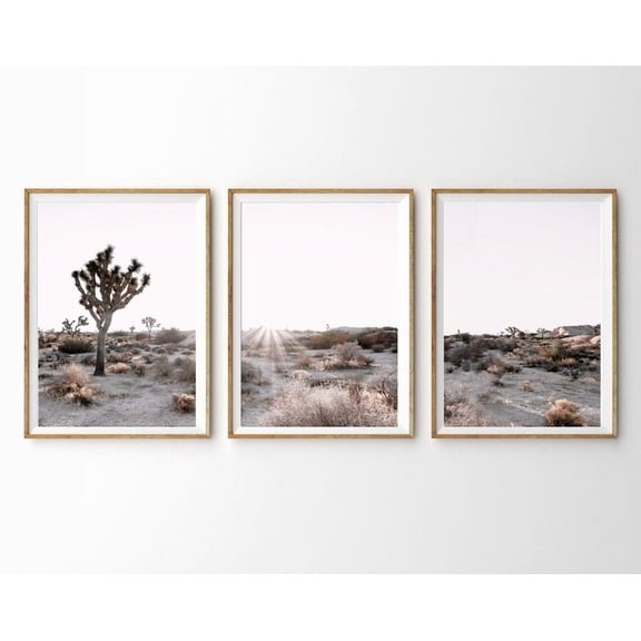 Luvia Joshua Tree Set Of 3 Desert Prints 3 Piece Desert Boho Decor California Desert Poster, Modern Wall Decor Set 3 Prints 8x12 UNFRAMED