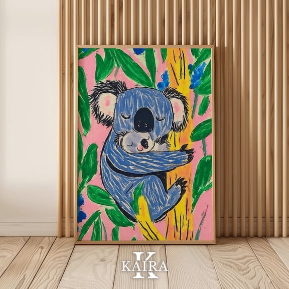 Luvia Koala Mother And Baby Poster, Jungle Nursery Room Decor Wall Art, 8x12 UNFRAMED