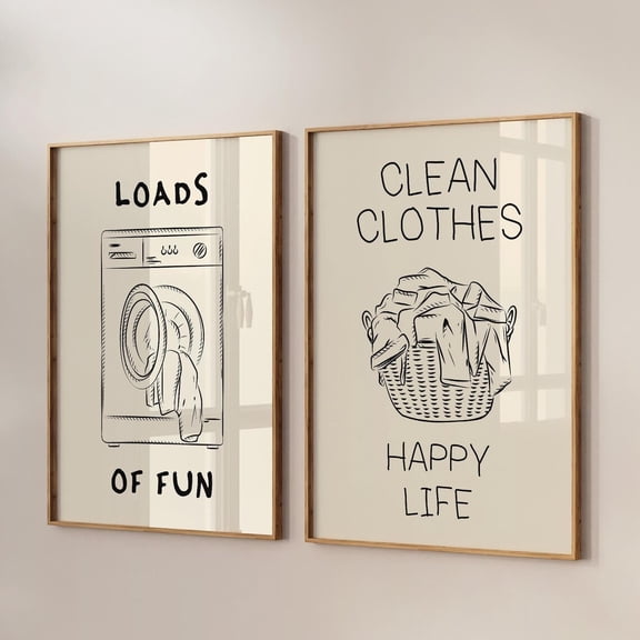Luvia Laundry Room Poster Laundry Laundry Room Decor Cute Quote Laundromat Poster Art Set Of 2, Modern Wall Decor Set 2 Prints 16x24 UNFRAMED