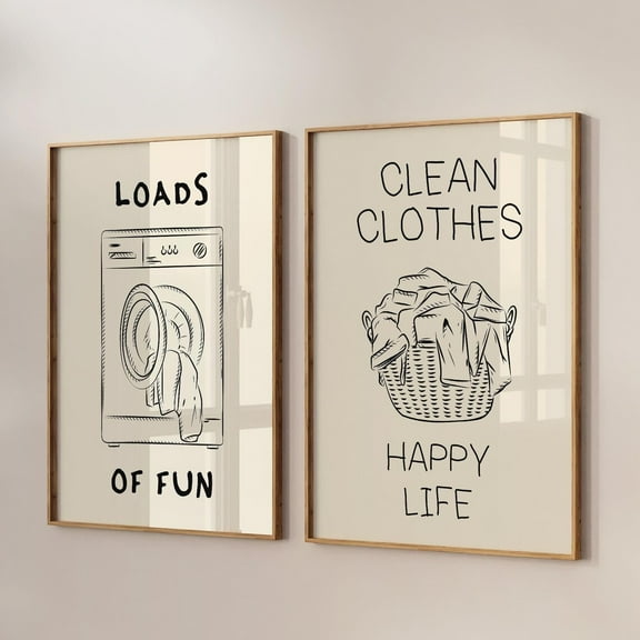 Luvia Laundry Room Poster Laundry Laundry Room Decor Cute Quote Laundromat Poster Art Set Of 2, Modern Wall Decor Set 2 Prints 8x12 UNFRAMED