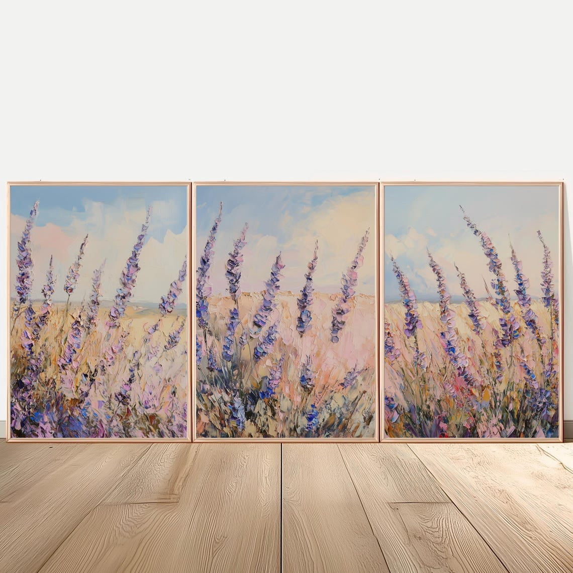 Luvia Lavender Art Wildflower Field Poster Set Of 3 Prints, Modern Wall ...