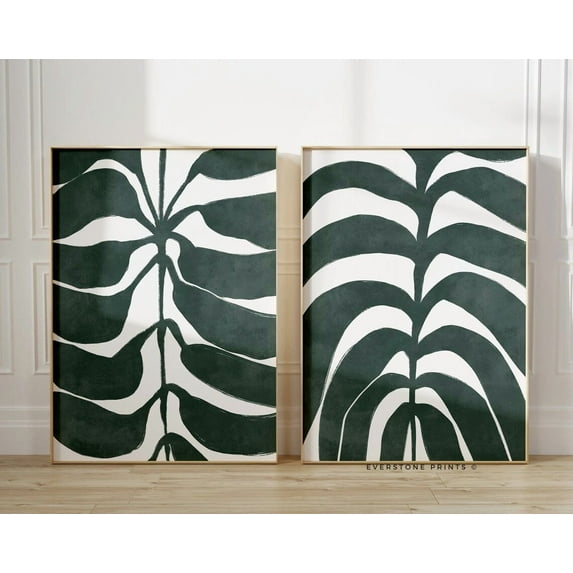 Luvia Leaf Set Of 2, Monstera Leaf, Banana Leaf Print, Tropical Decor, Botanical Print, Tropical, Modern Wall Decor Set 2 Prints 8x12 UNFRAMED