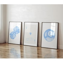 Luvia Light Blue Trendy Gallery Wall Set Art Prints Wall Set Of 3 Y2K Art Apartment Decor Dorm College Blue Poster, Modern Wall Decor Set 3 Prints 8x12 UNFRAMED