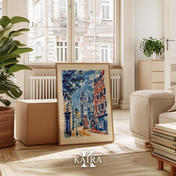 Luvia London Big Ben Poster Wall Art Print England Cityscape Illustration Perfect for Travel Lovers Decor, 16x24 UNFRAMED