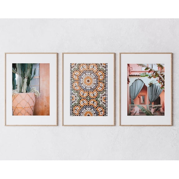 Luvia Marrakesh Prints Set Of 3, Moroccan, Oriental Moroccan Tiles Poster, Bohemian, Modern Wall Decor Set 3 Prints 8x12 UNFRAMED