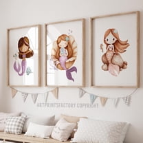 Luvia Mermaid Girl Nursery Print, Girl, Mermaid Art Print, Mermaids, Mermaid Bedroom, Under The Sea Print, Girls Bedroom Poster, Modern Wall Decor Set 3 Prints 8x12 UNFRAMED