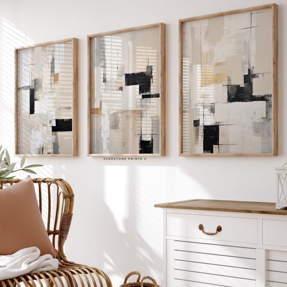 Luvia Modern Abstract Art, Gallery, Set Of 3 Beige, Abstract Art, Nordic Simple Modern Abstract Art, Modern Minimal Art, Modern Wall Decor Set 3 Prints 20x30 UNFRAMED