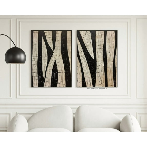 Luvia Modern Art Beige And Black, Textured Abstract Art Set, Modern Neutral Abstract Gallery Set Of 2 Abstract, Modern Wall Decor Set 2 Prints 8x12 UNFRAMED