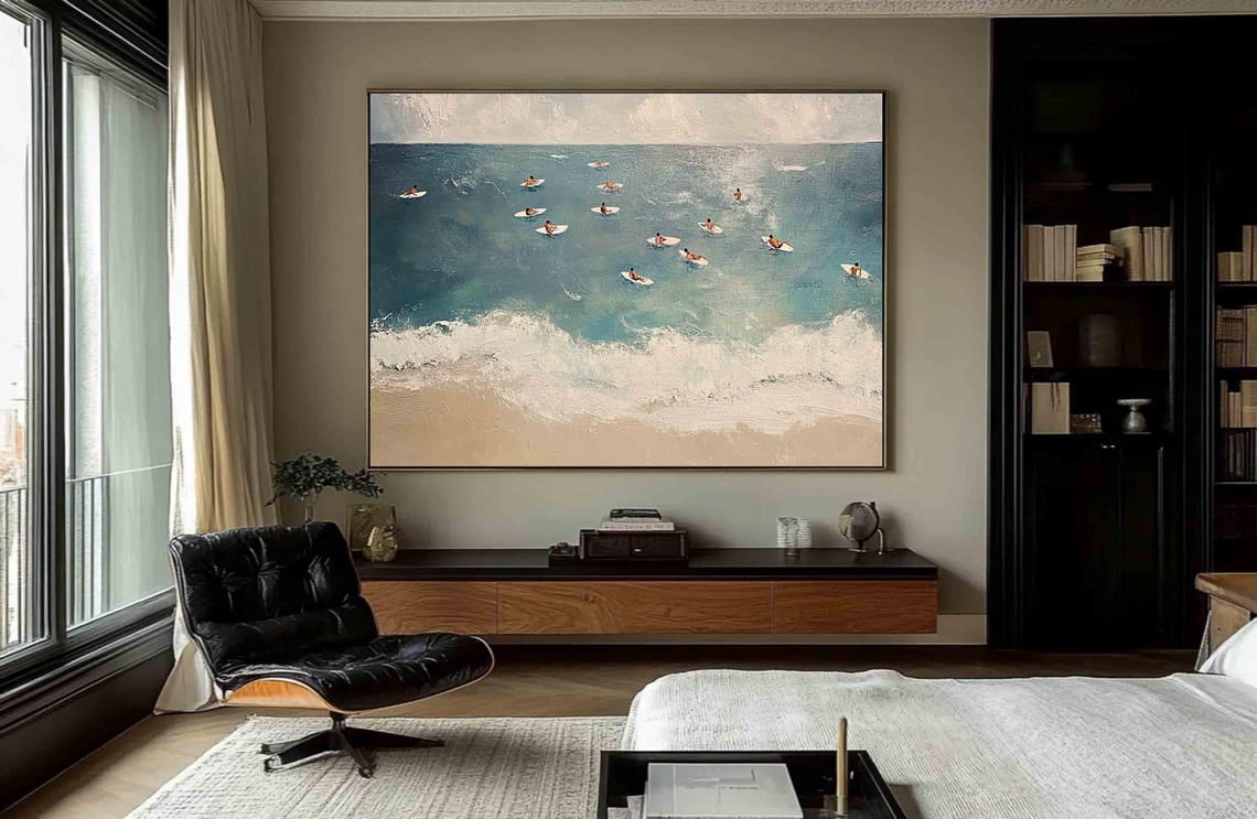 Luvia Modern Sea Horizon Surf Art. Living Room Wall Decor. Texture Art ... - Inspirational Wall Decor Texture Art