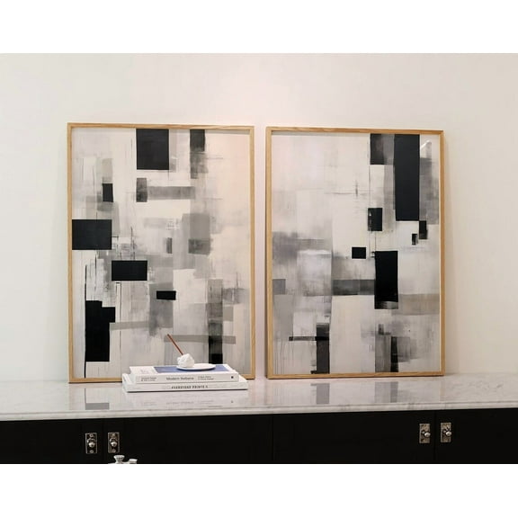Luvia Modern Simple Minimal, Black And White Bedroom, Modern Texture Geometric Art, Apartment Decor , Modern Wall Decor Set 2 Prints 8x12 UNFRAMED