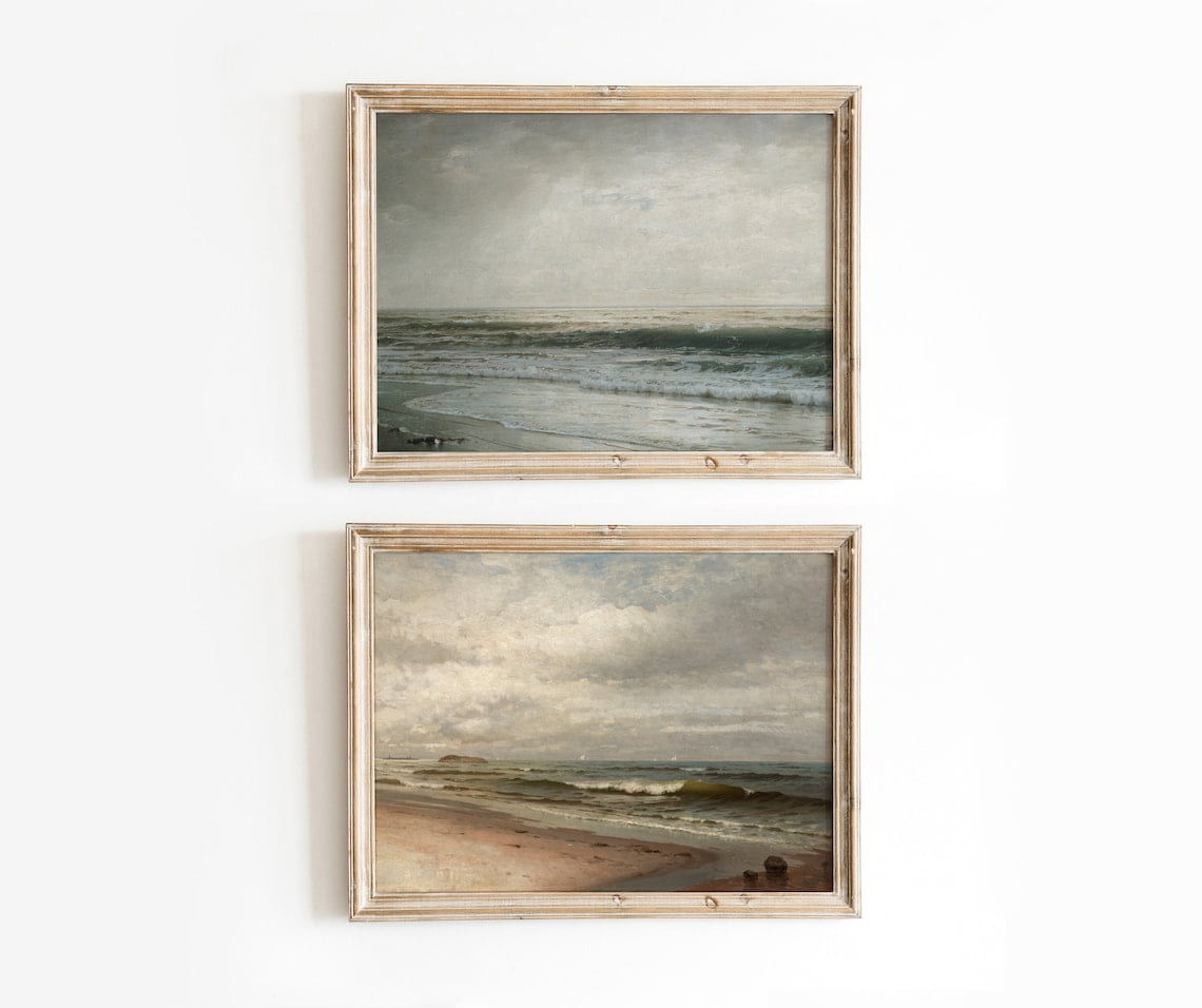 Luvia Moody Beach Set | Vintage Warm And Cool Toned Seascape Ocean ...