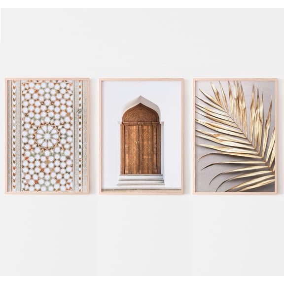 Luvia Moroccan Set Of 3 Morocco Mosaic Photo, Moroccan Door Poster, Marrakech Prints Set, Modern Wall Decor Set 3 Prints 16x24 UNFRAMED