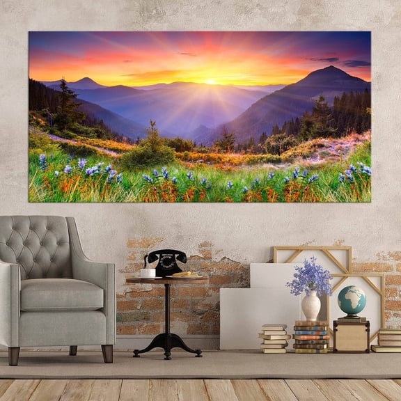 Luvia Mountain Canvas Print Landscape Print Nature Sunset Sunrise Smoky Mountain Bedroom Wall Decor Canvas Print Canvas, 16x24 UNFRAMED