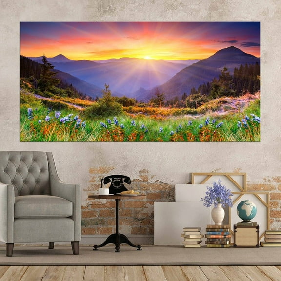 Luvia Mountain Canvas Print Landscape Print Nature Sunset Sunrise Smoky Mountain Bedroom Wall Decor Canvas Print Canvas, 8x10 UNFRAMED