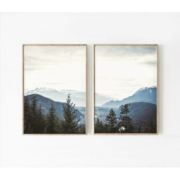 Luvia Mountain Prints Set Of 2, Diptych, Forest Nature Mountain Landscape Photography, Modern Wall Decor Set 2 Prints 8x12 UNFRAMED