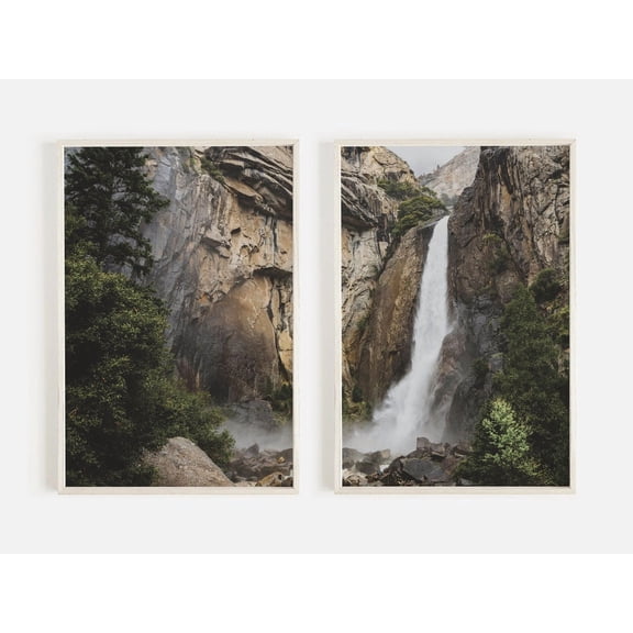 Luvia Mountain Waterfall, Set Of 2, Waterfall Landscape Print, Nature Art, Nordic Poster Sets, Decor, Modern Wall Decor Set 2 Prints 20x30 UNFRAMED