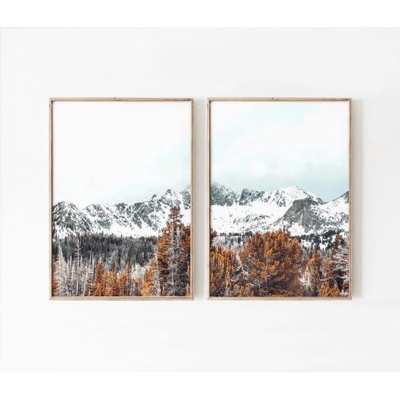 Luvia Mountains Top Landscape 2 Piece, Mountain Diptych Nordic Nature, Modern Wall Decor Set 2 Prints 8x12 UNFRAMED