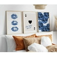 thumbnail image 1 of Luvia Navy Blue Trendy Gallery Wall Set Art Prints Wall Set Of 3 Kiss Lips Dorm College Prints Blue Yk2 Prints, Modern Wall Decor Set 3 Prints 16x24 UNFRAMED, 1 of 3