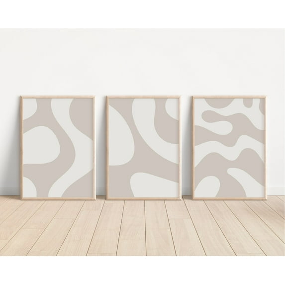 Luvia Neutral Beige Gallery Wall Set / Beige Set Of 3, Modern Art Prints, Neutral Prints, Boho Prints, Modern Wall Decor Set 3 Prints 16x24 UNFRAMED